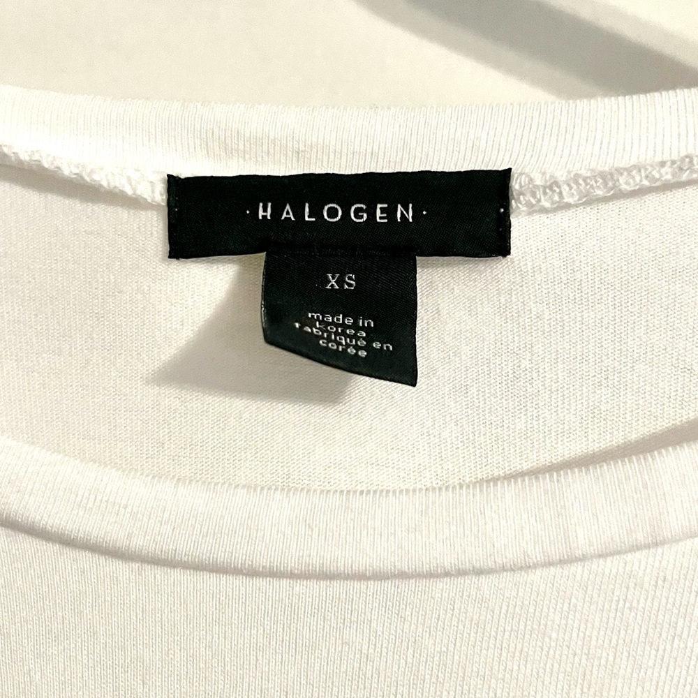 Halogen White Short-Sleeve Peplum Soft Girl/Classic Preppy Tee-Size XS - Picture 5 of 5